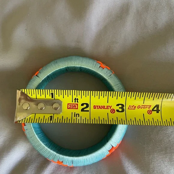 Turquoise and Orange Woven Bangle - Picture 5 of 5